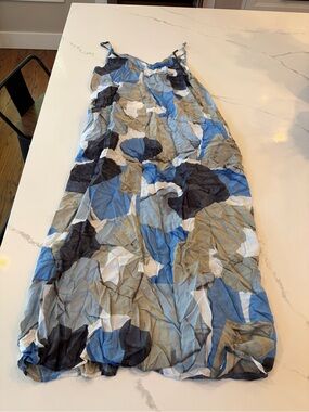 Grade & Gather Blue, Gray and White Printed Dress - Size S